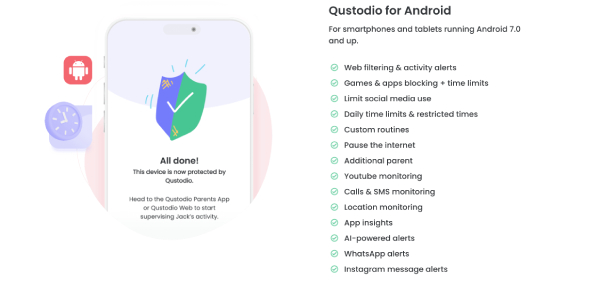 Qustodio on an Android Phone
